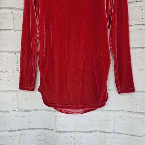 Soft Surroundings Stretch Velvet Rouched Sides Long Sleeve Red Womens Medium - Picture 4 of 13